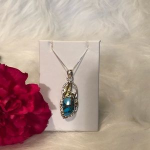 Two Tone Copper Turquoise Pendant